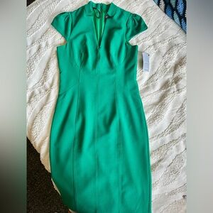 New Vince Camuto Vibrant Green Crepe Midi Pencil Dress 4 6